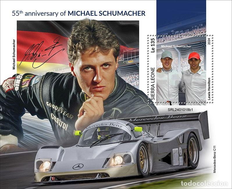 Sellos: Sierra Leona 2024 Mi. Bl. 3192 bloque Michael Schumacher F&oacute;rmula 1 Ferrari