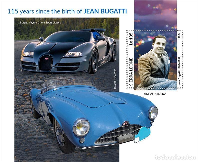 Sellos: Sierra Leona 2024 Mi. Bl. 3195 bloque Jean Bugatti autos Chiron Veyron