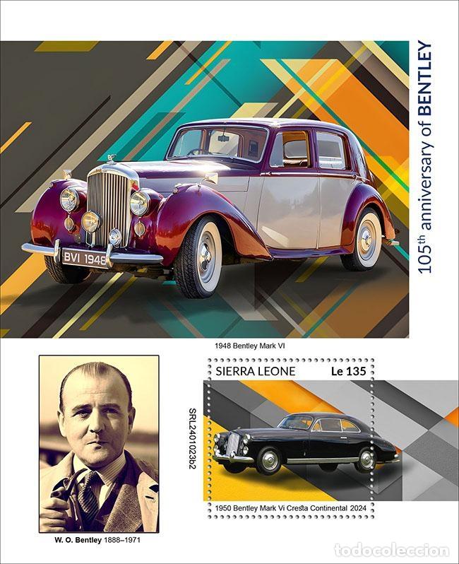 Sellos: Sierra Leona 2024 Mi. Bl. 3232 bloque Bentley coches autom&oacute;vil