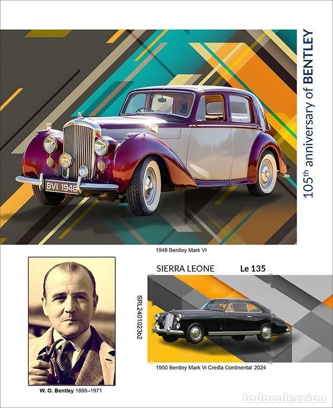 Sellos: Sierra Leona 2024 Mi. Bl. 3232 bloque sin perforar Bentley autos autom&oacute;vil