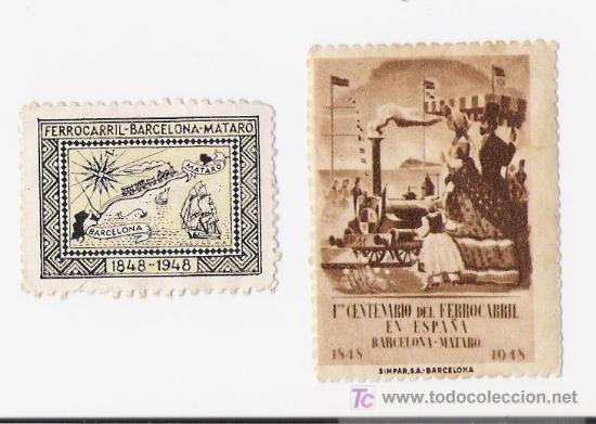 Sellos: 1&ordm; CENTENARIO DEL FERROCARRIL EN ESPA&Ntilde;A    *BARCELONA-MATARO* - Foto 1