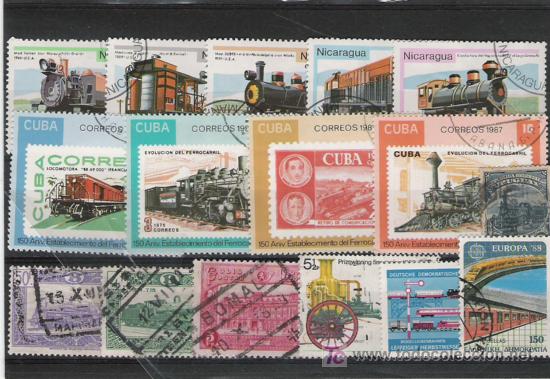 Sellos: LOTE DE SELLOS DEL TEMA FERROCARRILES - Foto 1