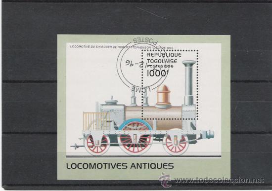 Sellos: TEMA FERROCARRILES HOJITA BLOQUE  MATASELLADA - Foto 1