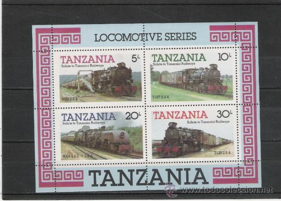 Sellos: TEMA FERROCARRILES HOJA DE TANZANIA - Foto 1