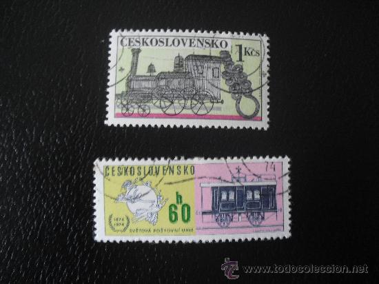 Sellos: 2 sellos de Checolovaquia. De trenes. - Foto 1