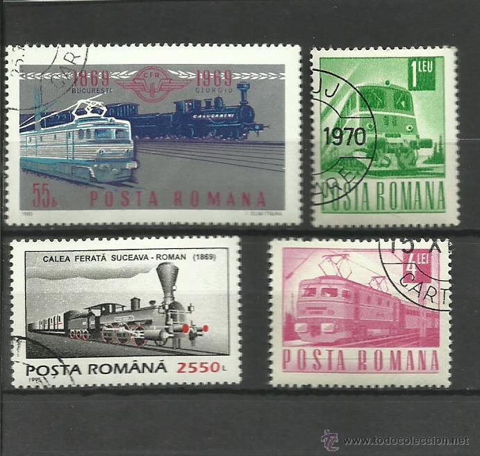 Posta Romana Lote De Sellos Tematica Trenes Tr Sold Through
