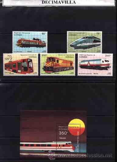 Sellos: CONGO, TRENES, 1990, 888H/M + HB 48B - Foto 1