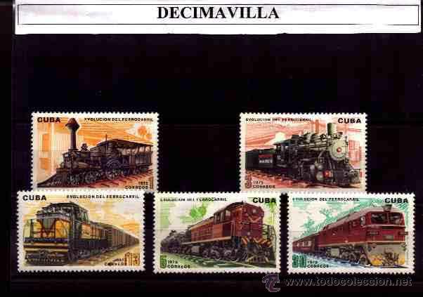 Sellos: CUBA, 1975, 1880/84, TRENES - Foto 1