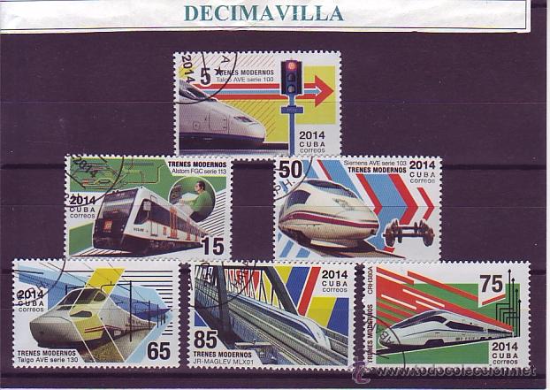 Sellos: TRANSPORTES, TRENES, CUBA, 2014, L159 - Foto 1