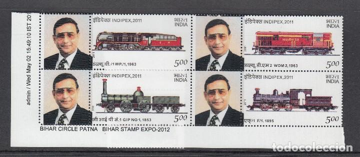 Sellos: INDIA 2011 - TRENES - 4 VALORES - Foto 1