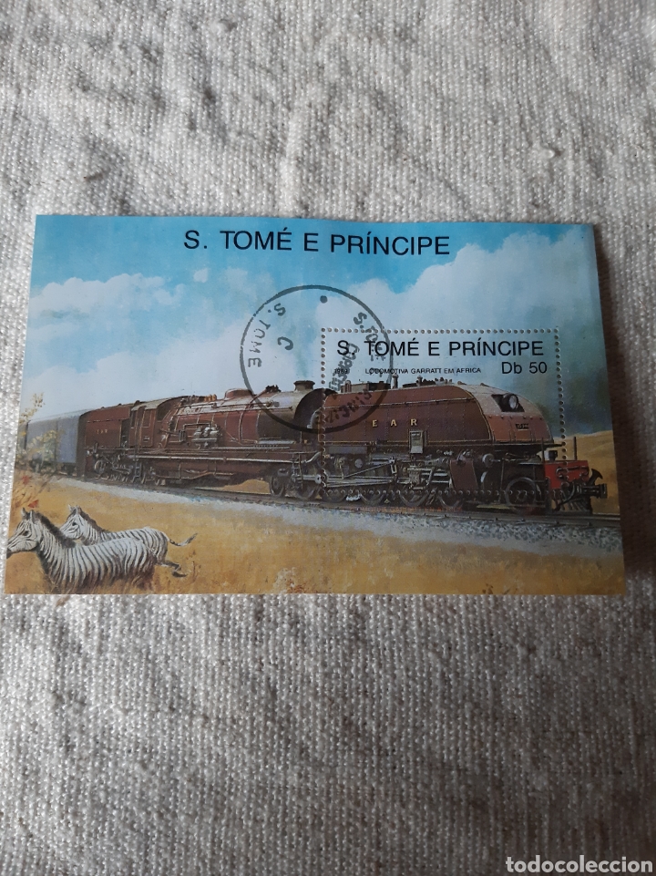 Sellos: S.Tome e Principe trenes hoja bloque - Foto 1