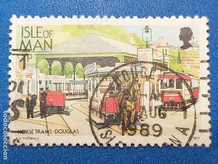 Sellos: USADO. ISLA DE MAN. FERROCARRILES. A&Ntilde;O 1989. - Foto 1