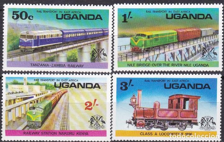 Sellos: Uganda 1976 tren ferrocarril - Foto 1