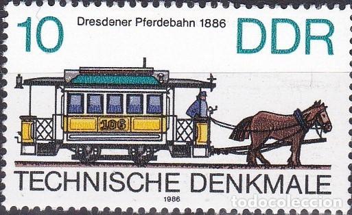 Sellos: DDR 1986 tren tranv&iacute;a caballo - Foto 1