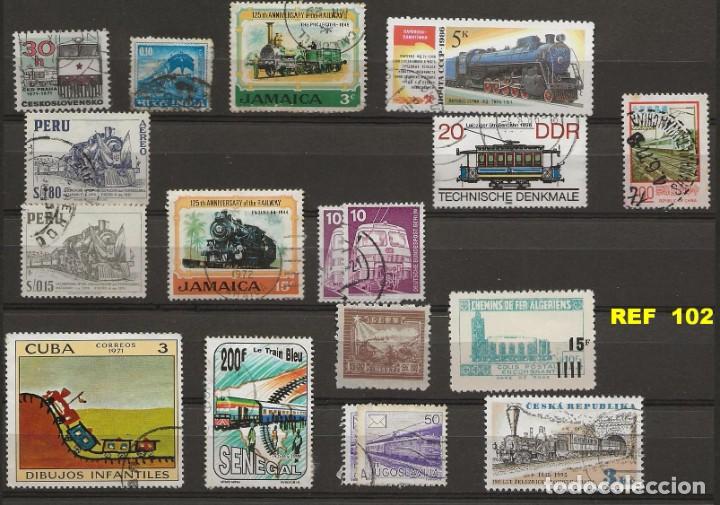 Sellos: LOTE 16 SELLOS TEMA TRENES - Foto 1