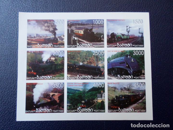 Sellos: .batum, hoja bloque sin dentar, tema ferrocarriles - Foto 1