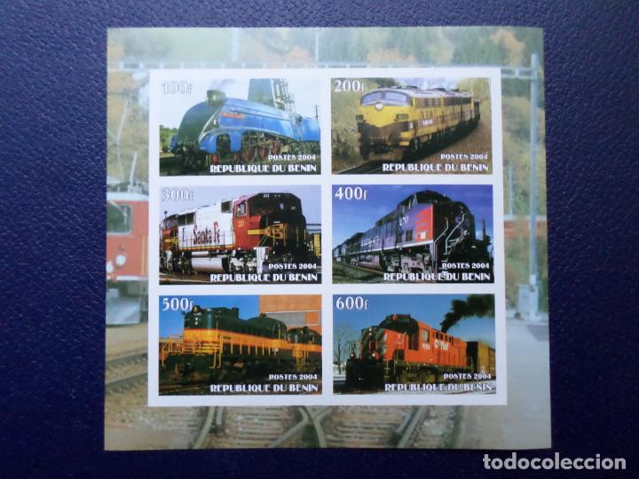Sellos: .benin, 2004, hoja bloque sin dentar,locomotoras - Foto 1
