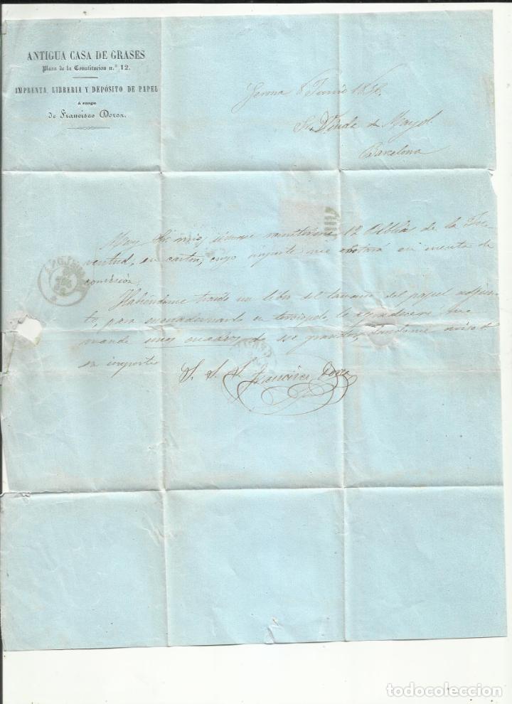 Sellos: circulada y escrita 1856 de girona a barcelona - Foto 2