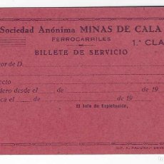 Sellos: BILLETE DE SERVICIO-MINAS DE CALA--FERROCARRILES,- NUEVA SIN USAR- VER FOTO. Lote 371068906