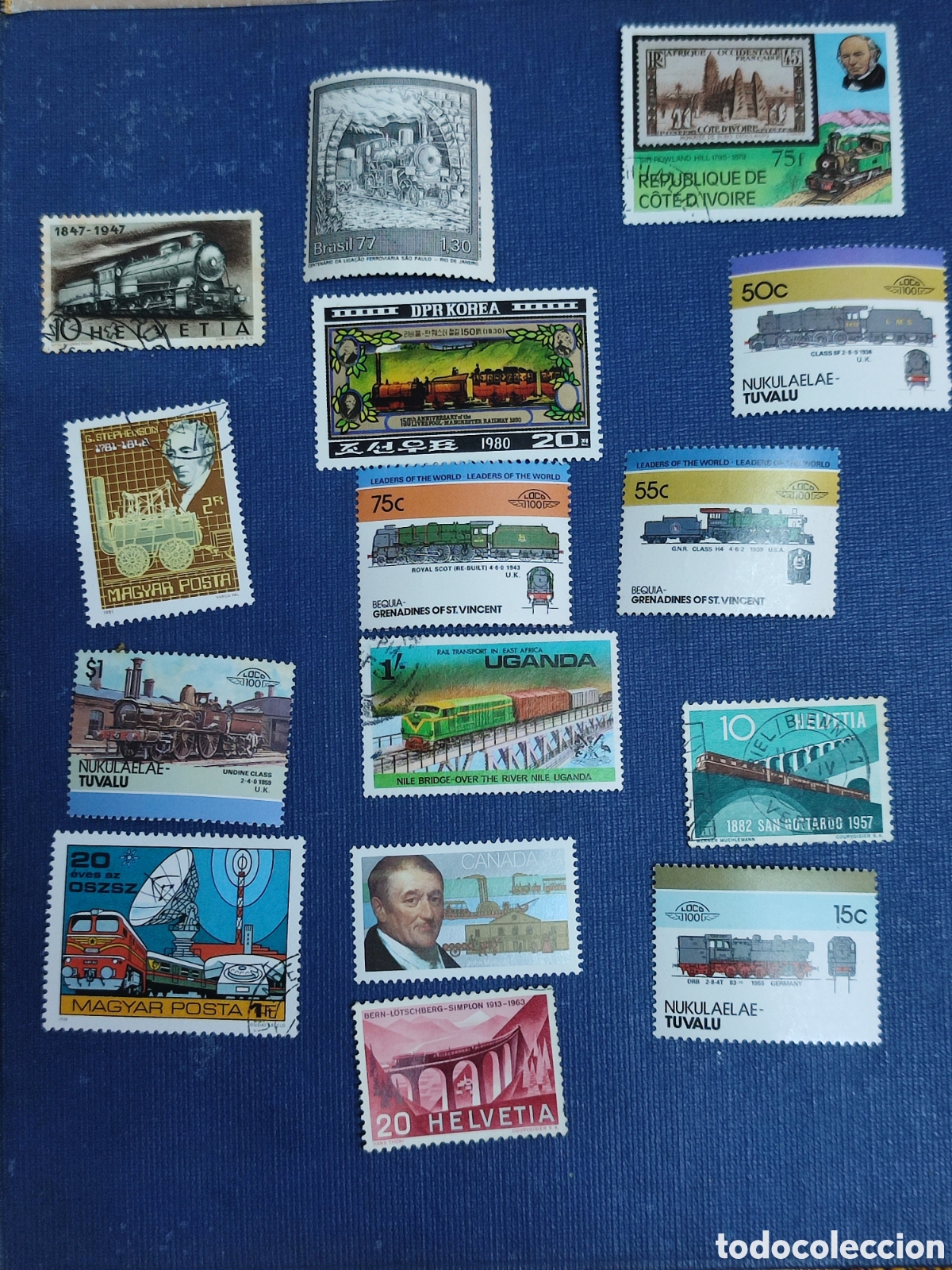 Sellos: Colecci&oacute;n de sellos tem&aacute;tica Trenes - Foto 1