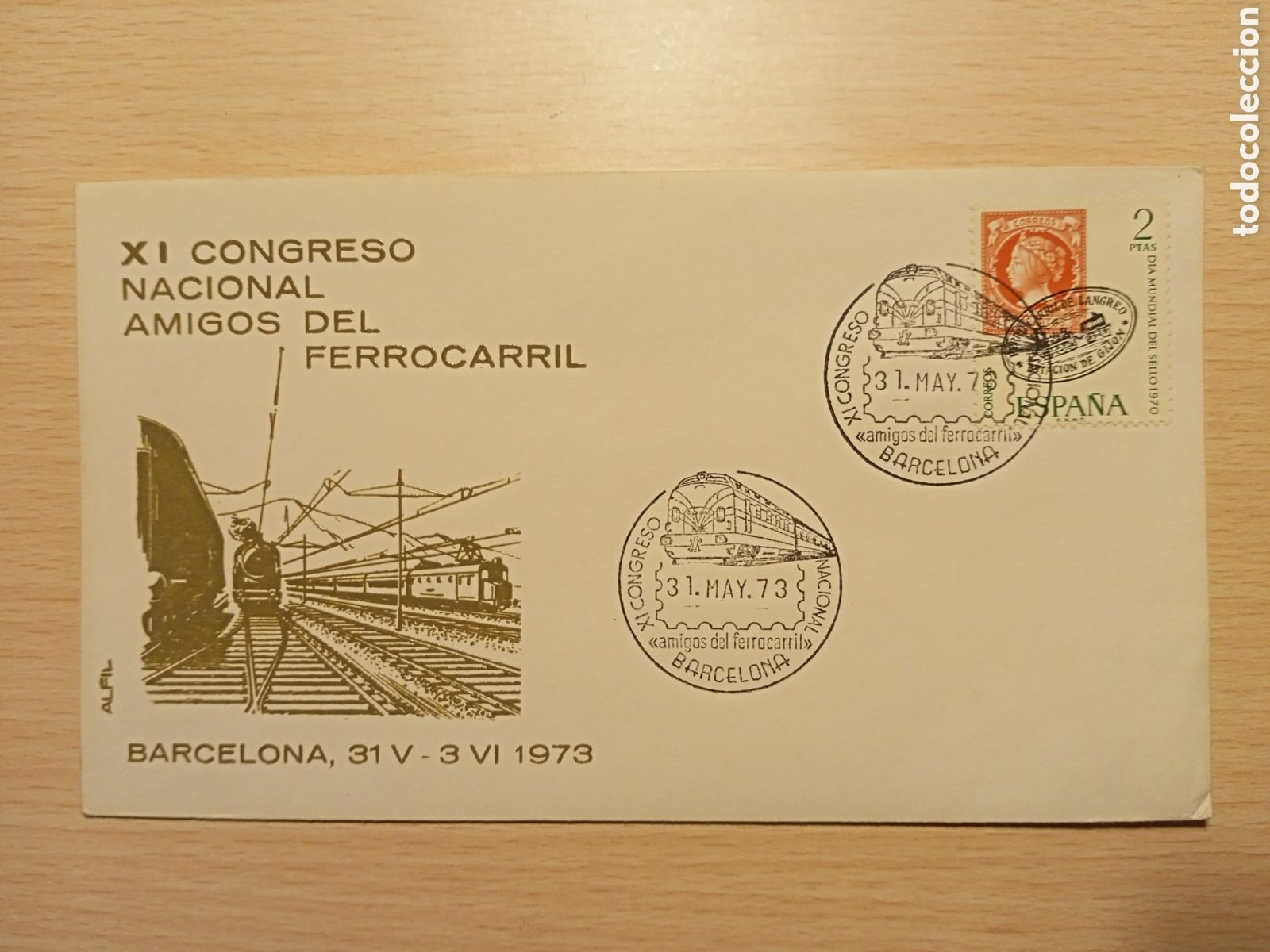 Sellos: Sobre amigos del ferrocarril Barcelona (1973) - Foto 1