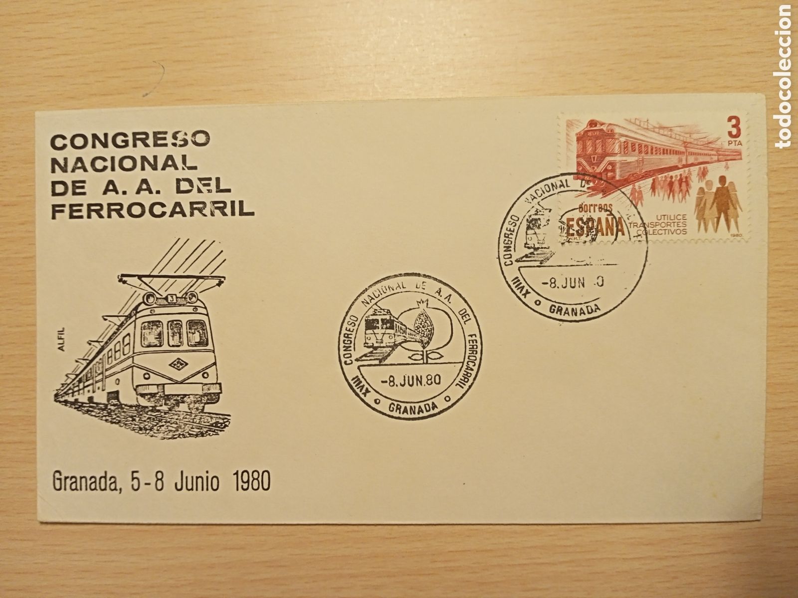 Sellos: Sobre congreso ferrocarril Granada (1980) - Foto 1