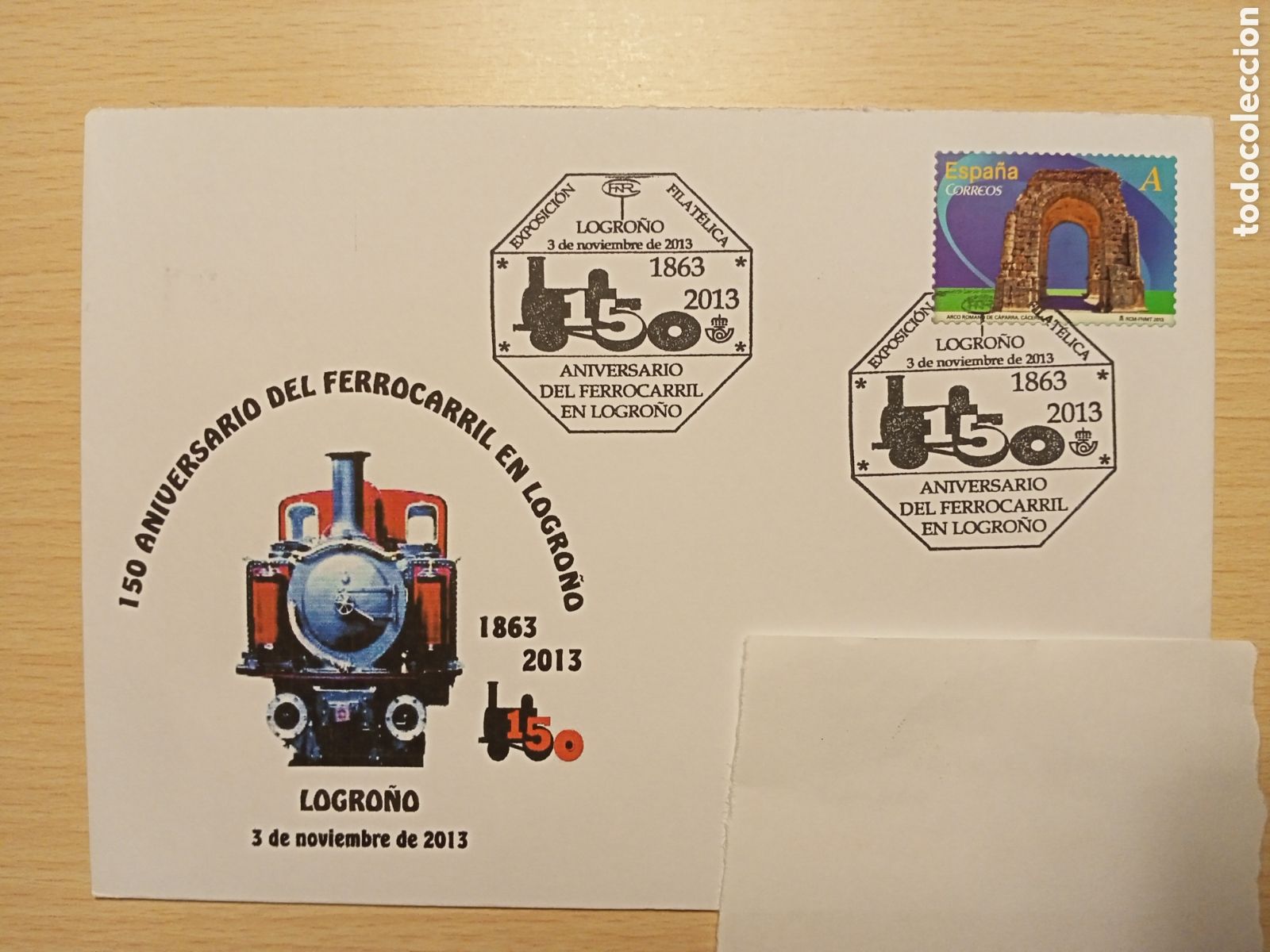 Sellos: Sobre 150 aniv ferrocarril Logro&ntilde;o (2013) - Foto 1