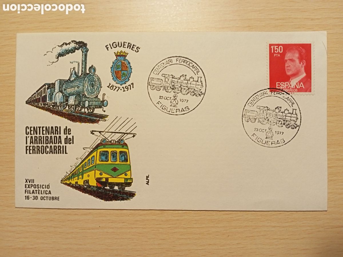 Sellos: Sobre centenario ferrocarril Figueres (1977) - Foto 1