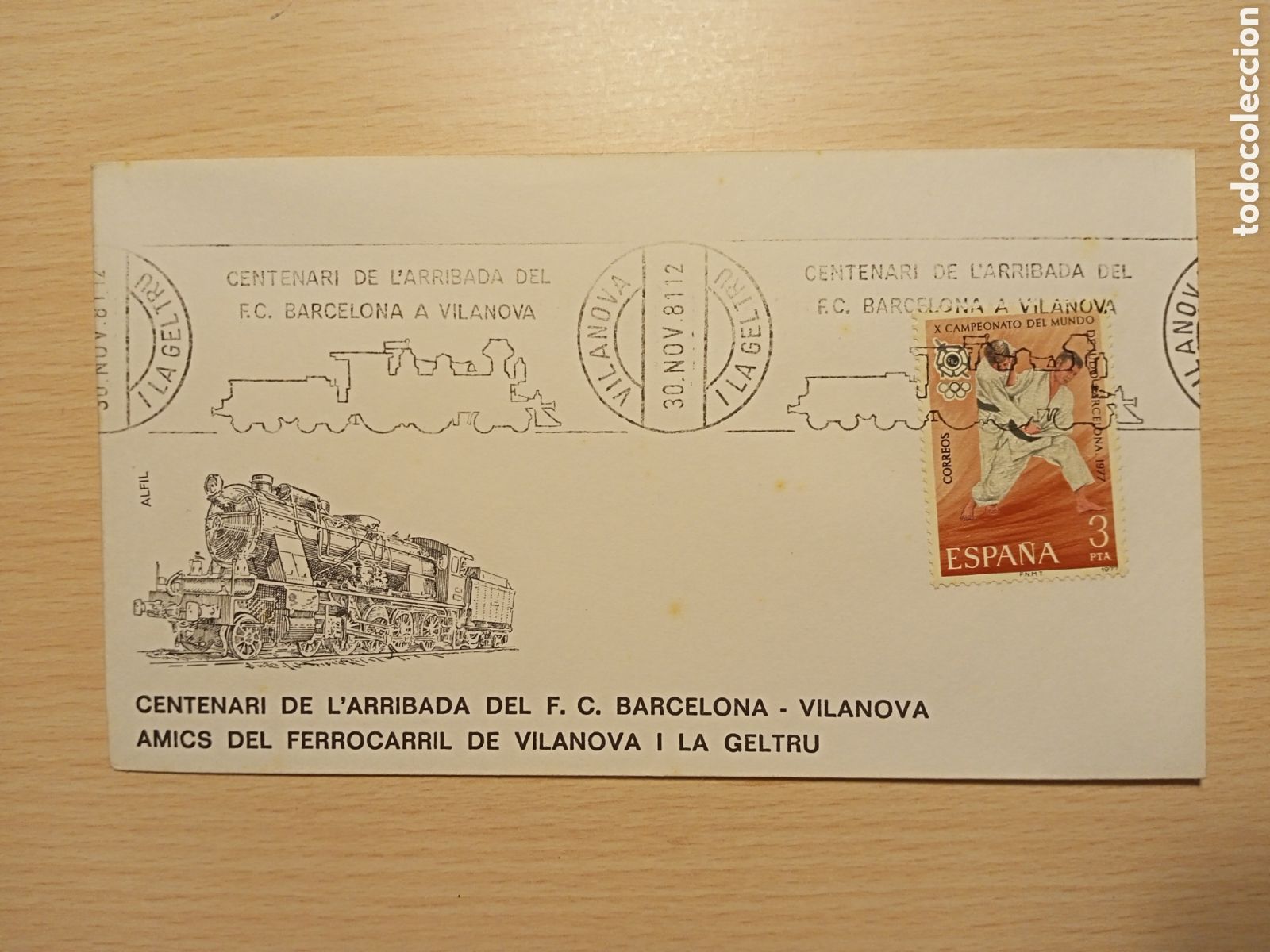 Sellos: Sobre centenario ferrocarril Vilanova i la Geltr&uacute; (1981) - Foto 1