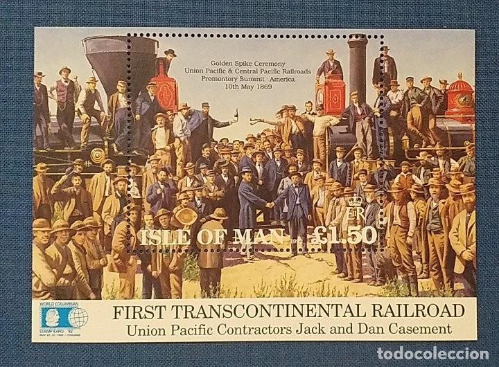 Sellos: SELLOS TEMA TRENES ISLA DE MAN HB NUEVO - Foto 1