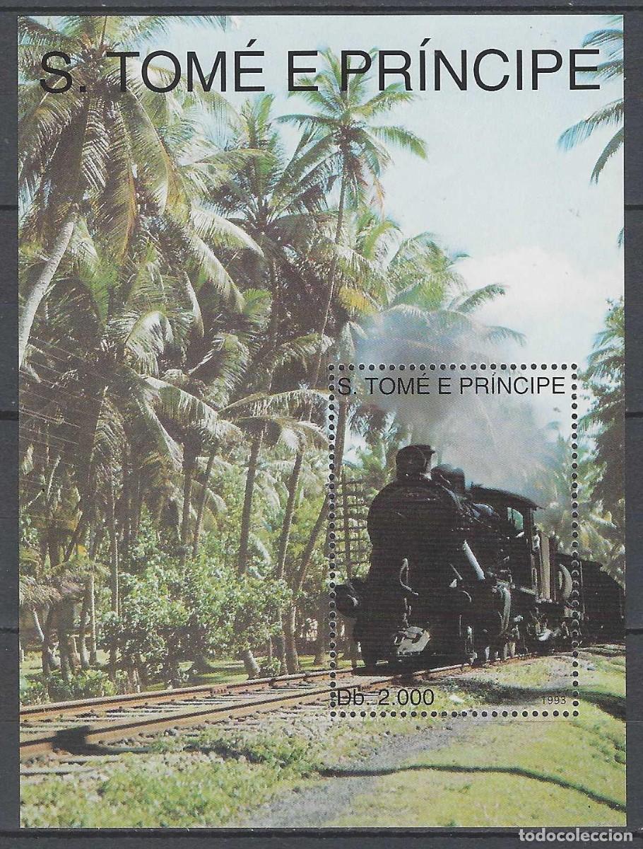 Sellos: STO. TOM&Eacute; Y PR&Iacute;NCIPE 1993 - HB TRENES - MSG - Foto 1