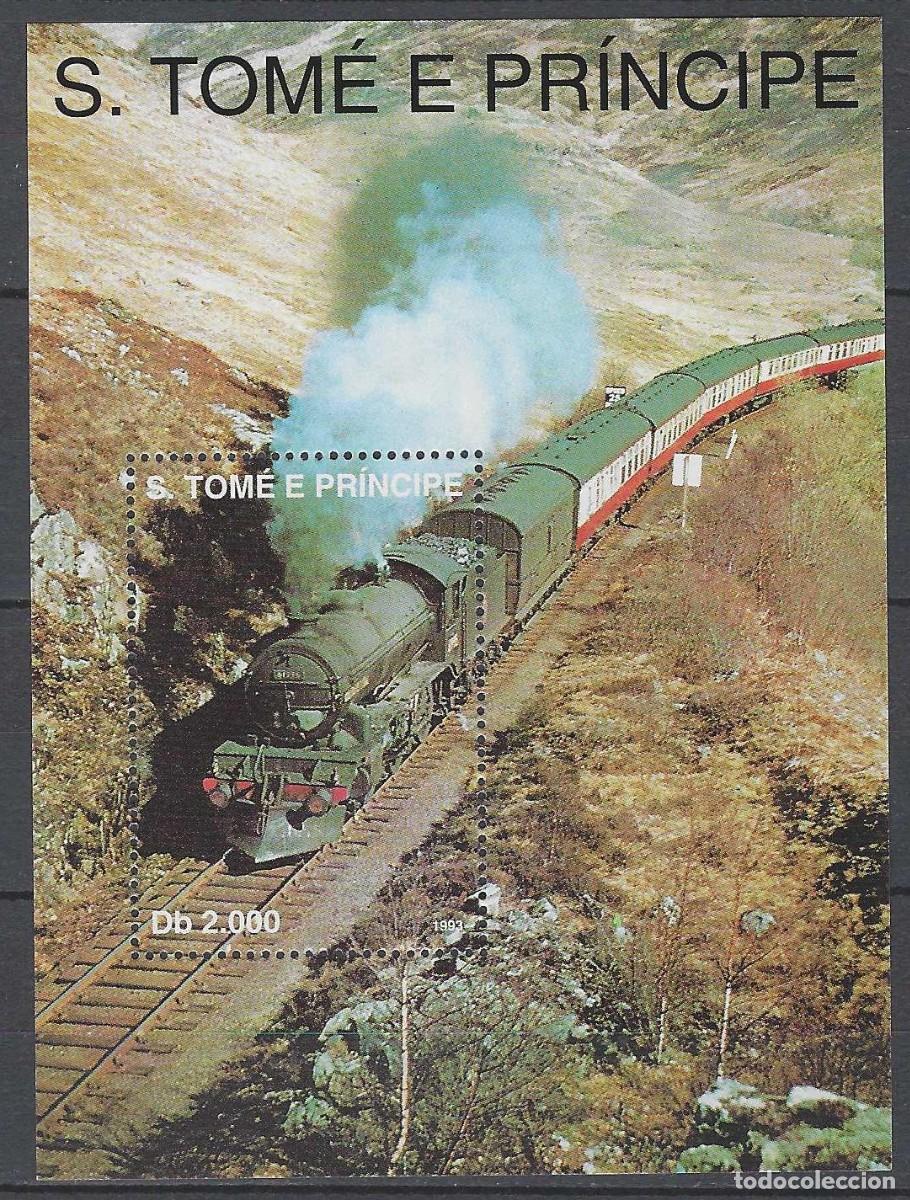 Sellos: STO. TOM&Eacute; Y PR&Iacute;NCIPE 1993 - HB TRENES - MSG - Foto 1