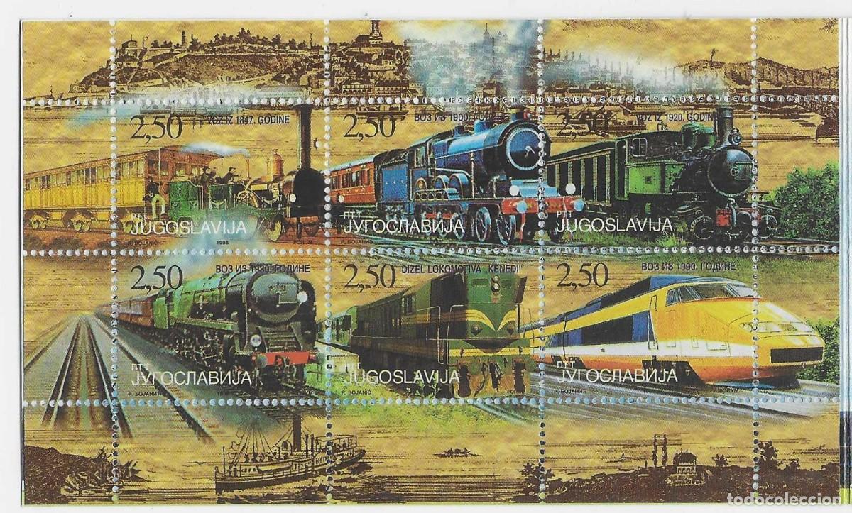 Sellos: YUGOSLAVIA 1998 - DESARROLLO DEL FERROCARRIL, EN CARNET, S.COMPLETA - MSG - Foto 1