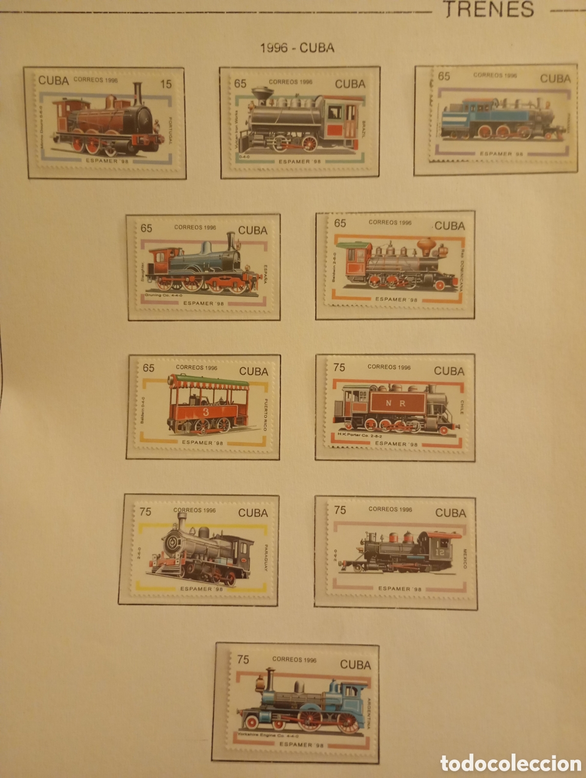 Sellos: Sellos correos serie trenes - Foto 1