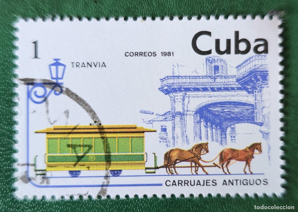 Sellos: SELLO USADO CUBA 1981 TRANVIA DE CABALLOS - Foto 1