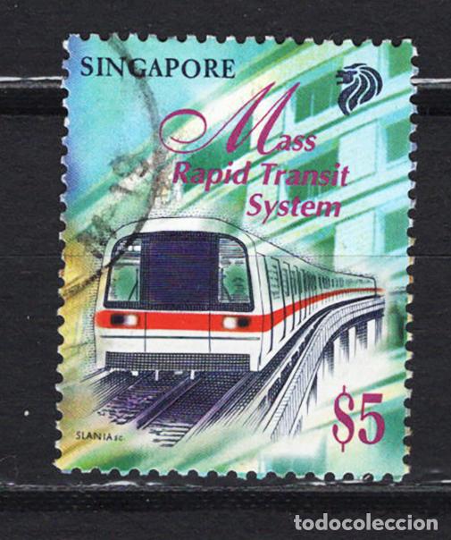 Sellos: SINGAPUR 1997 usado TRENES Yvert 814 - Foto 1