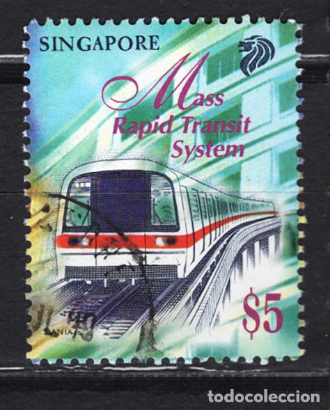 Sellos: SINGAPUR 1997 usado TRENES Yvert 814 - Foto 1