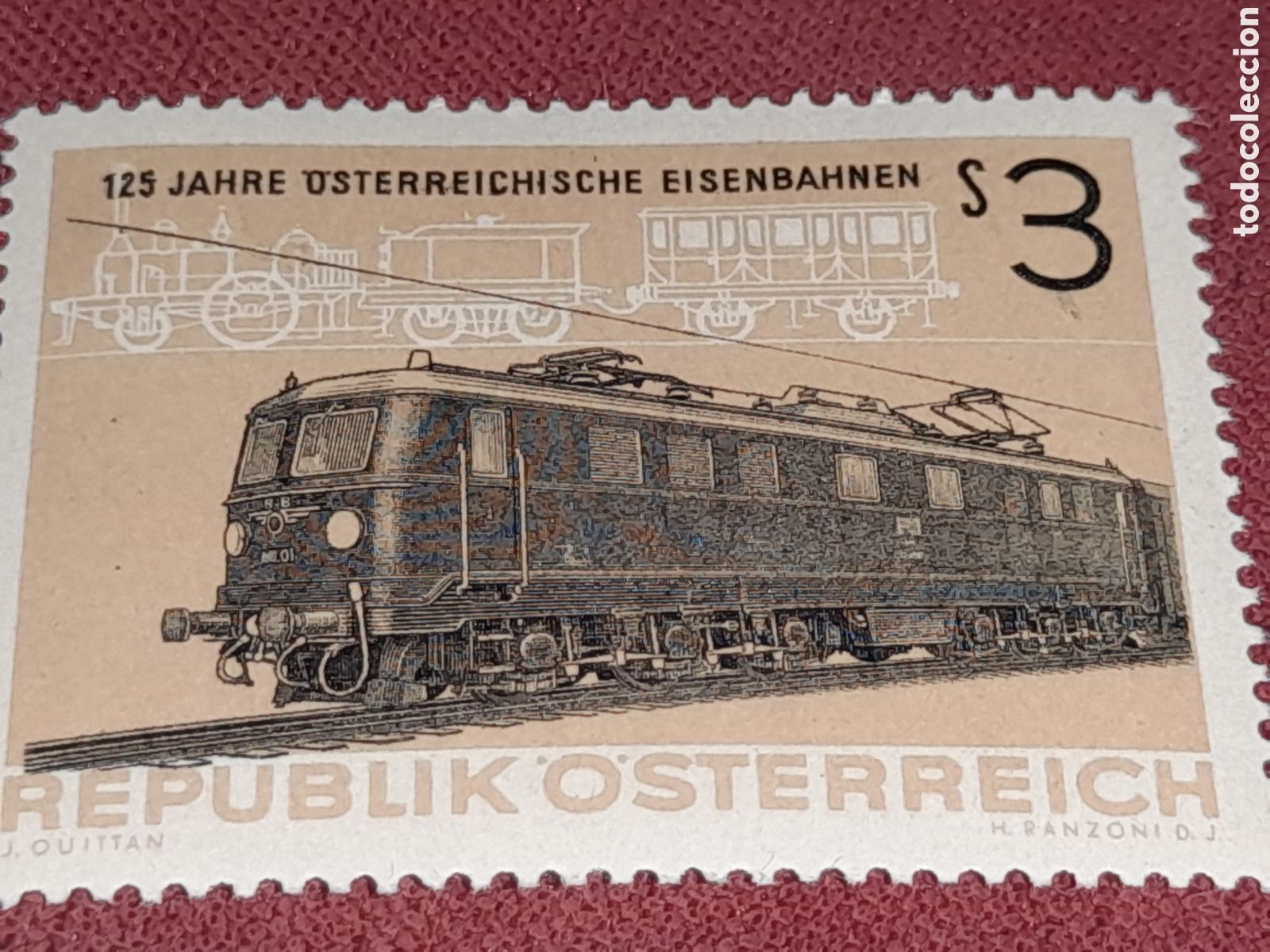 Sellos: Sello Austria nuevo 1967. 100Aniv ferrocarril Brenner. Locomotora. V&iacute;as. Trenes.