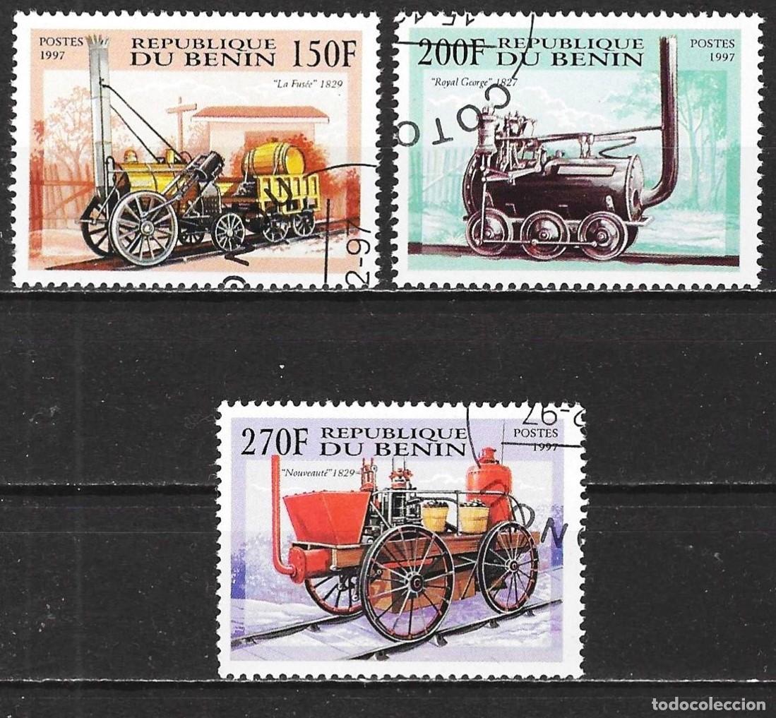 Sellos: Benin 1997 - Mi 997 a 999 - YT 787 a 789 - Locomotoras antiguas