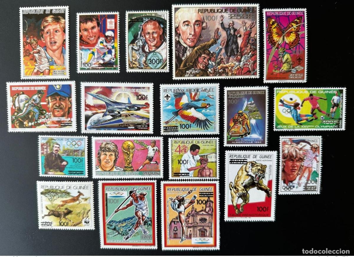 Sellos: Guinea 1991 Mi. 1322 - 1339 sobrecargado Juegos Ol&iacute;mpicos de la WWF Tenis F&uacute;tbol 18v