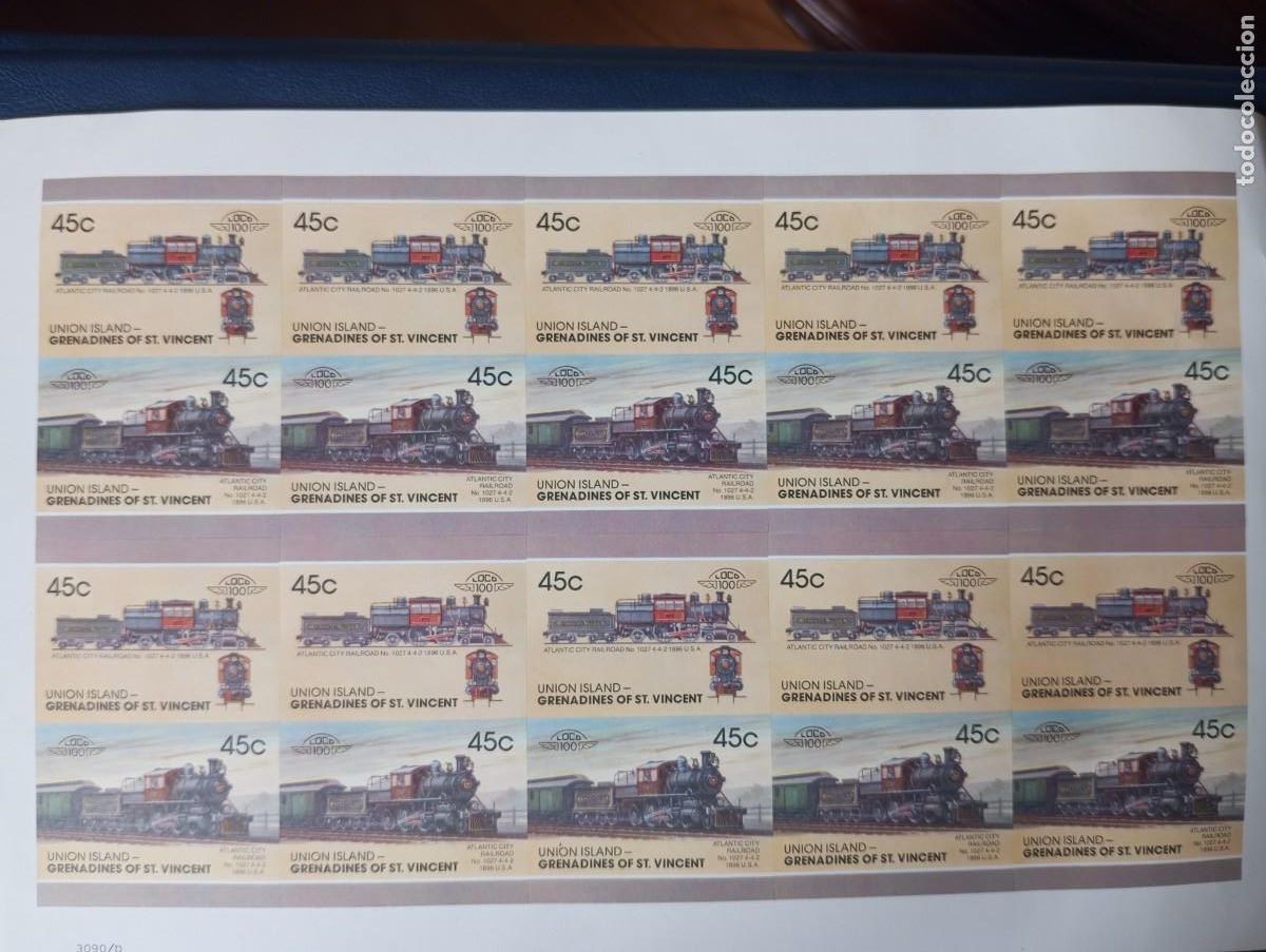 Sellos: TRENES, MINIPLIEGO DE GRANADAS Y SAN VICENTE, 1986, 20 SELLOS S/D