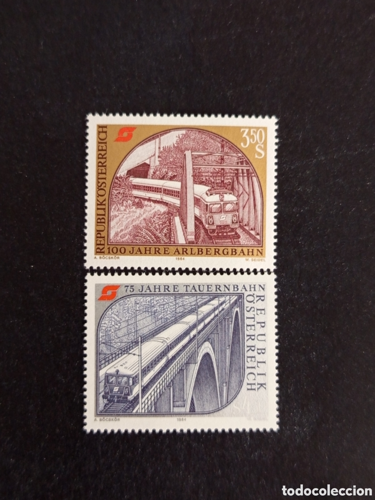 Sellos: AUSTRIA, 1984. Ferrocarriles hist&oacute;ricos. Yvert 1615/6. Pedido m&iacute;nimo 3 &euro;. Ver fotos. Serie completa