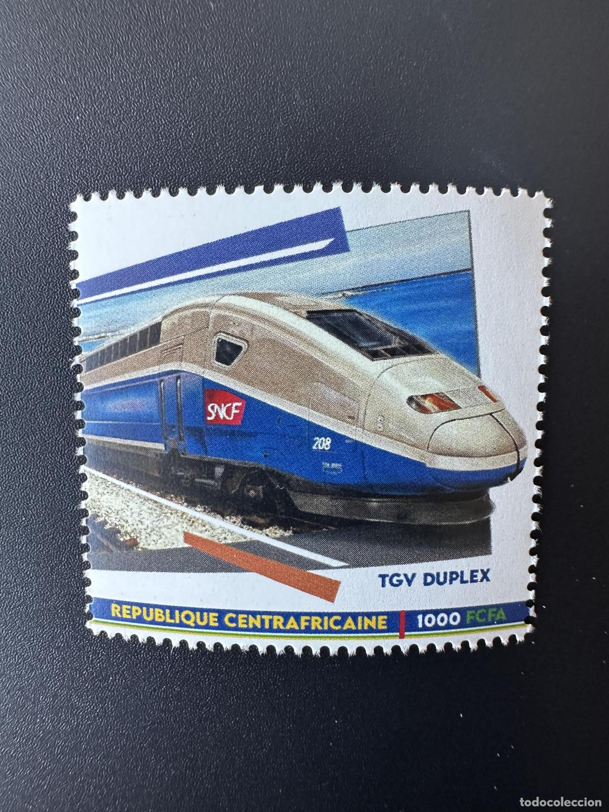 Sellos: &Aacute;frica Central 2023 Mi. 16028 Tren TGV personalizado ferrocarriles 1v