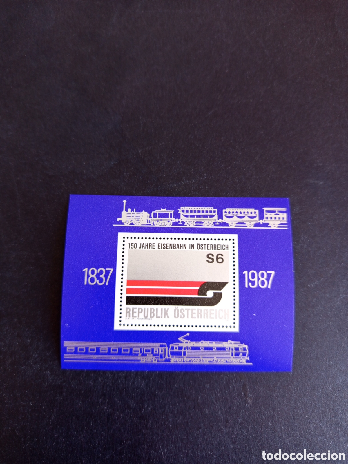 Sellos: AUSTRIA, 1987. 150 a&ntilde;os del ferrocarril en Austria. Yvert HB 14. Pedido m&iacute;nimo 3 &euro;. Ver fotos.