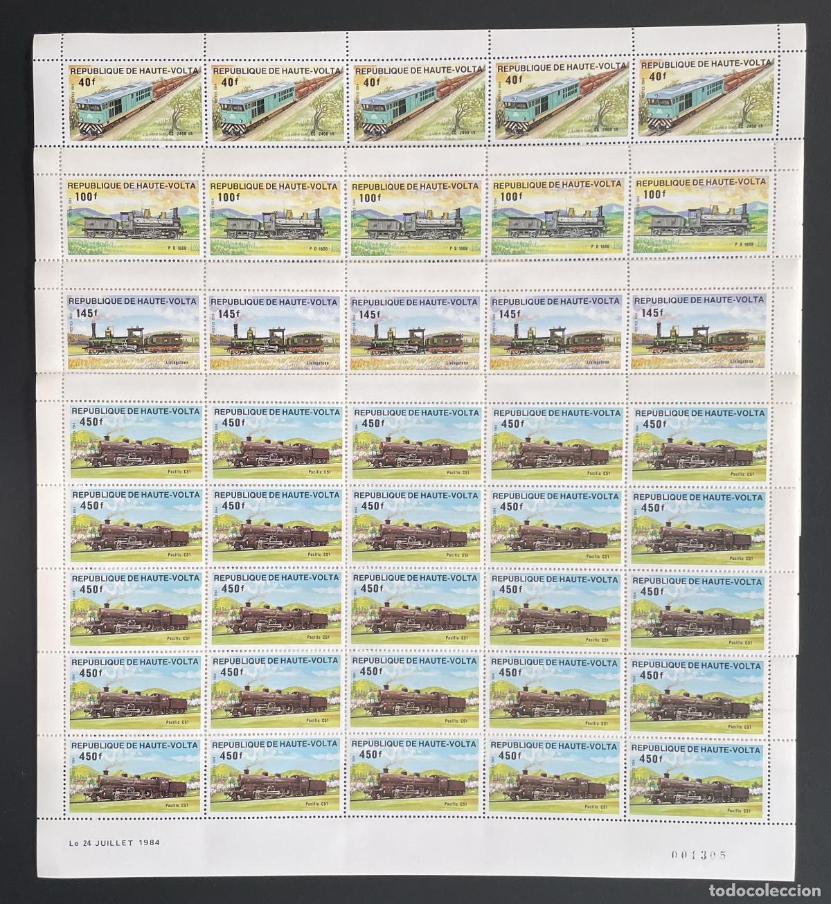 Sellos: Alto Volta 1984 YT 624-627 trenes locomotoras ferrocarril