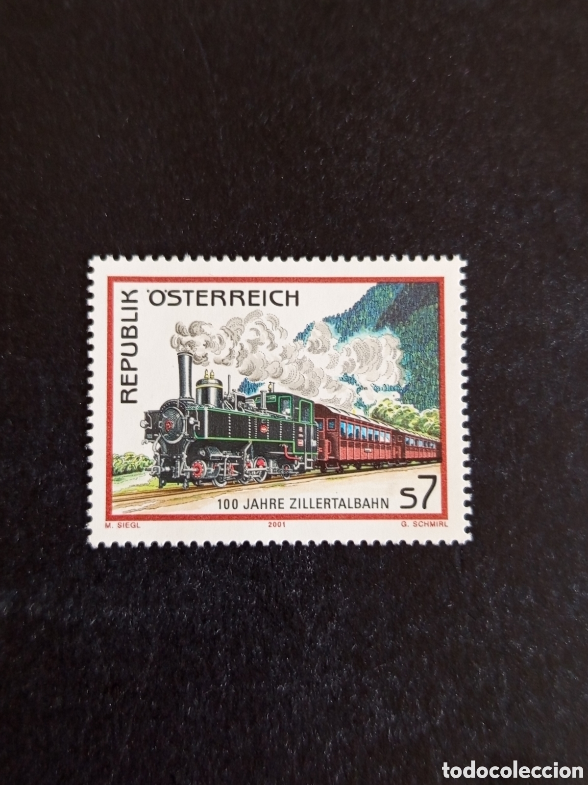 Sellos: AUSTRIA, 2001. Centenario Ferrocarril Zillertalbahn. Pedido m&iacute;nimo 3 &euro;. Ver fotos.Sello sin circular