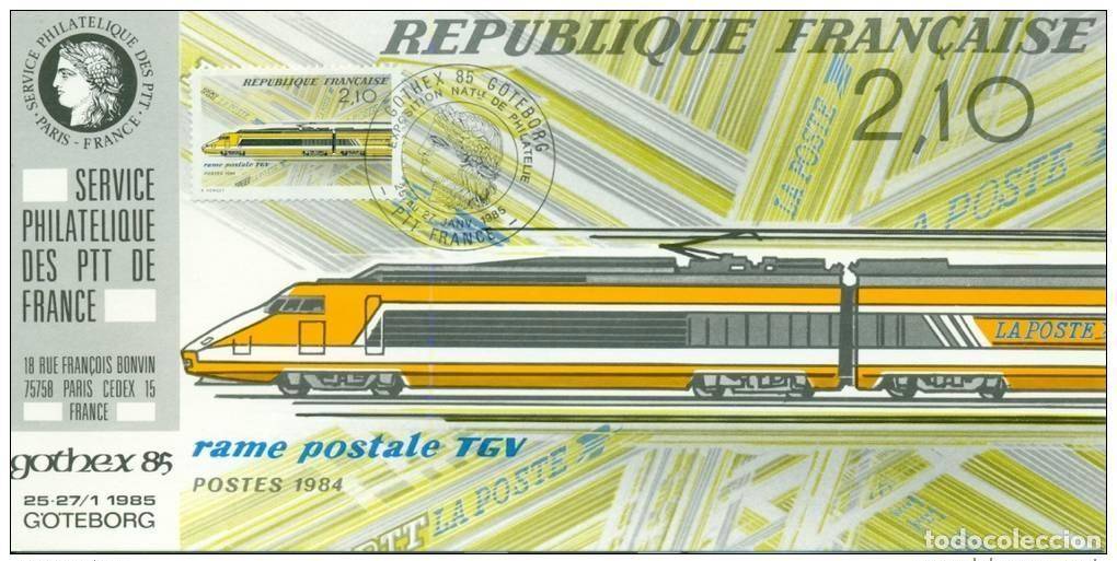 Francobolli: 009 Mapa oficial Exposici&oacute;n Internacional GOTHEX Suecia 1985 Francia FDC TGV