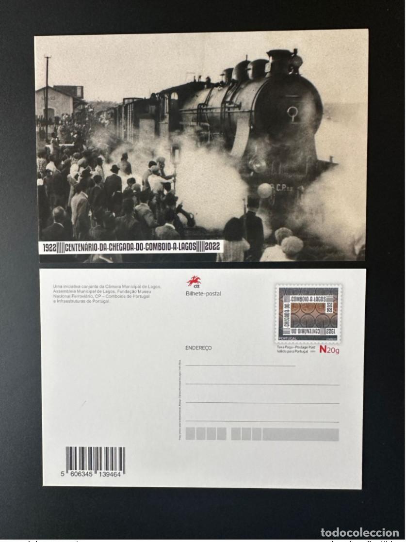 Sellos: Portugal 2022 Papeler&iacute;a postal Inteiro Comboio a Lagos Trenes ferroviarios 1922