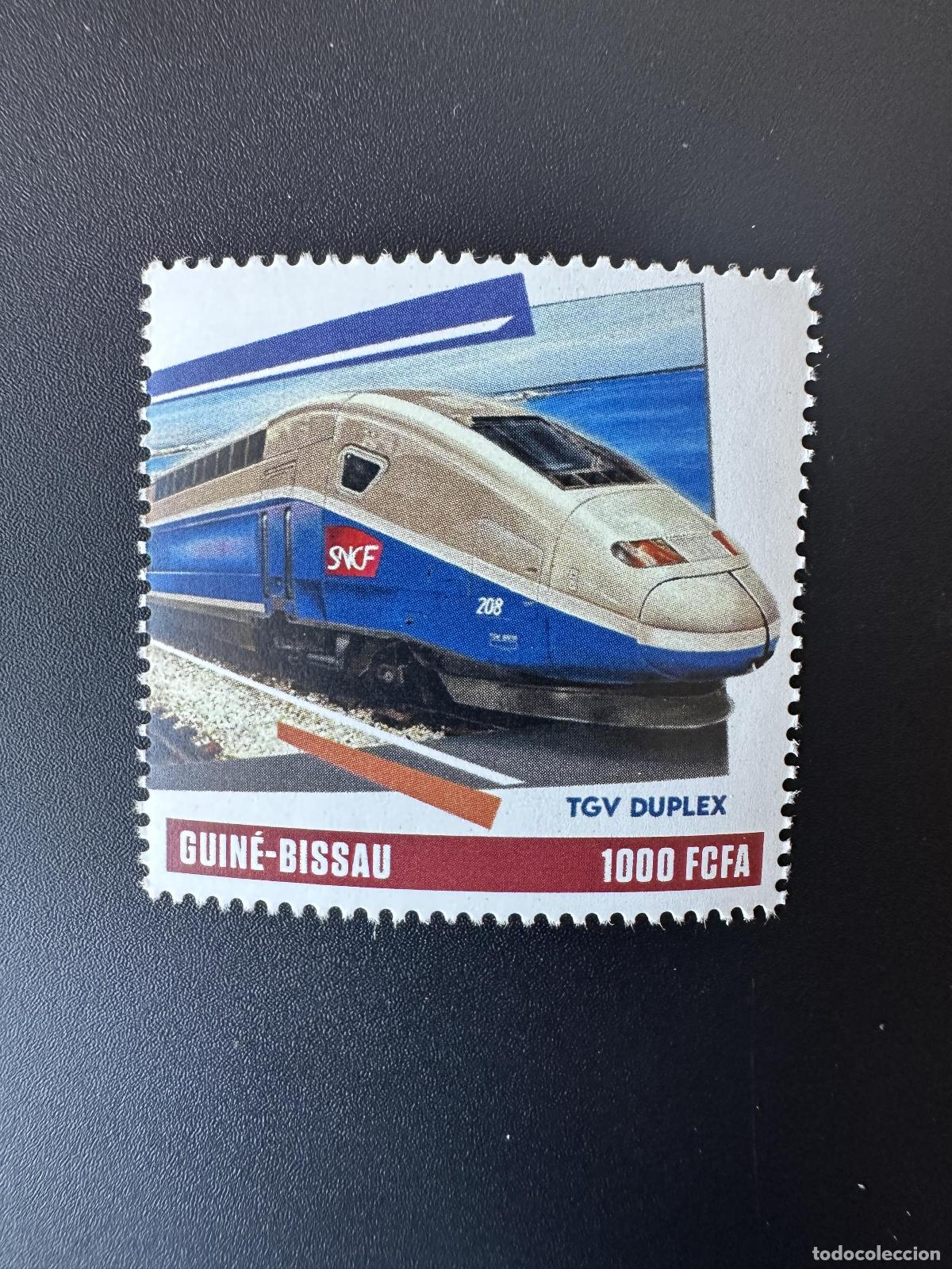 Sellos: Guinea Guinea-Bis&aacute;u 2023 Mi.? Sello Eisenbahn personalizado de TGV Train Railways