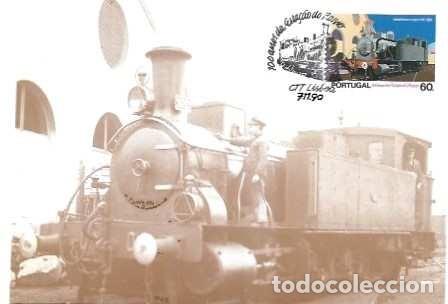 Sellos: Portugal y M&aacute;xima, Centenario de la Estaci&oacute;n Rossio, Locomotora de Vapor, Lisboa 1990 (104)
